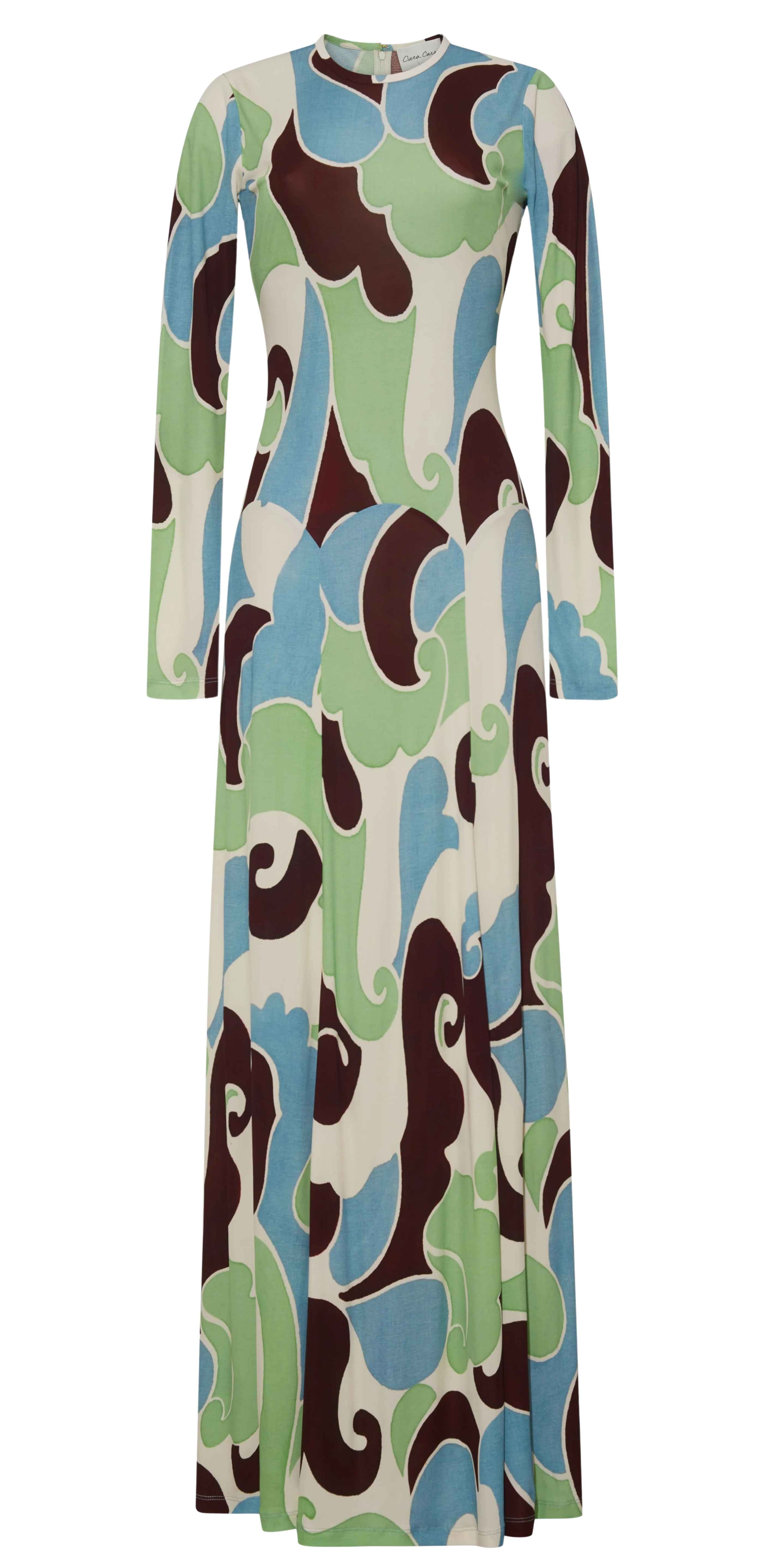 cara cara green dress Cara Cara Aspen Maxi Dress - Long Sleeve Drop Waist in Petal Wave Mint