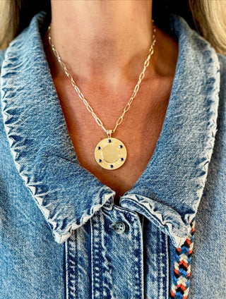 Jane Win FOREVER Around The Sun Drawn Link Necklace, Lapis