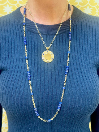 Jane Win Jewel Box Carved Necklace, Lapis