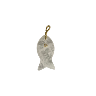 Fish Gemstone Charm, White