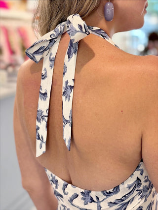 Posse Rue Halter Top, Blue Baroque