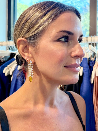 White & Canary Yellow Gala Sparkle Holiday Statement Earrings