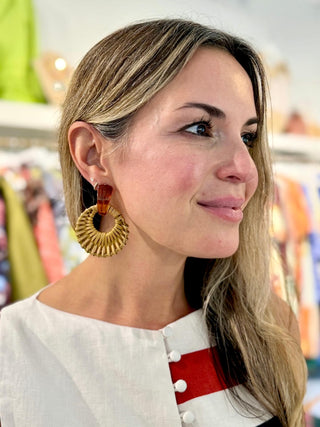 Bali Button Statement Studs, Brown