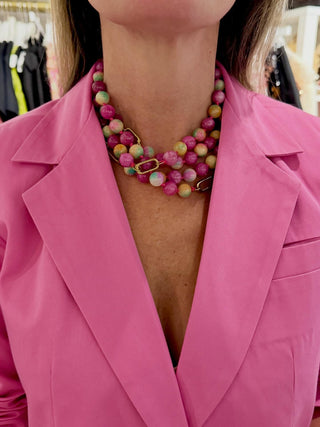 The Liv Short Gemstone Necklace, Berry Sorbet