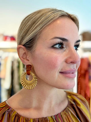 Bali Button Statement Studs, Brown