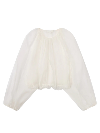 Frame The Sheer Balloon Blouse, Cream