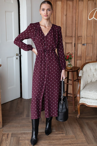 Emerson Fry May Dress, Small Dots Tawny Port