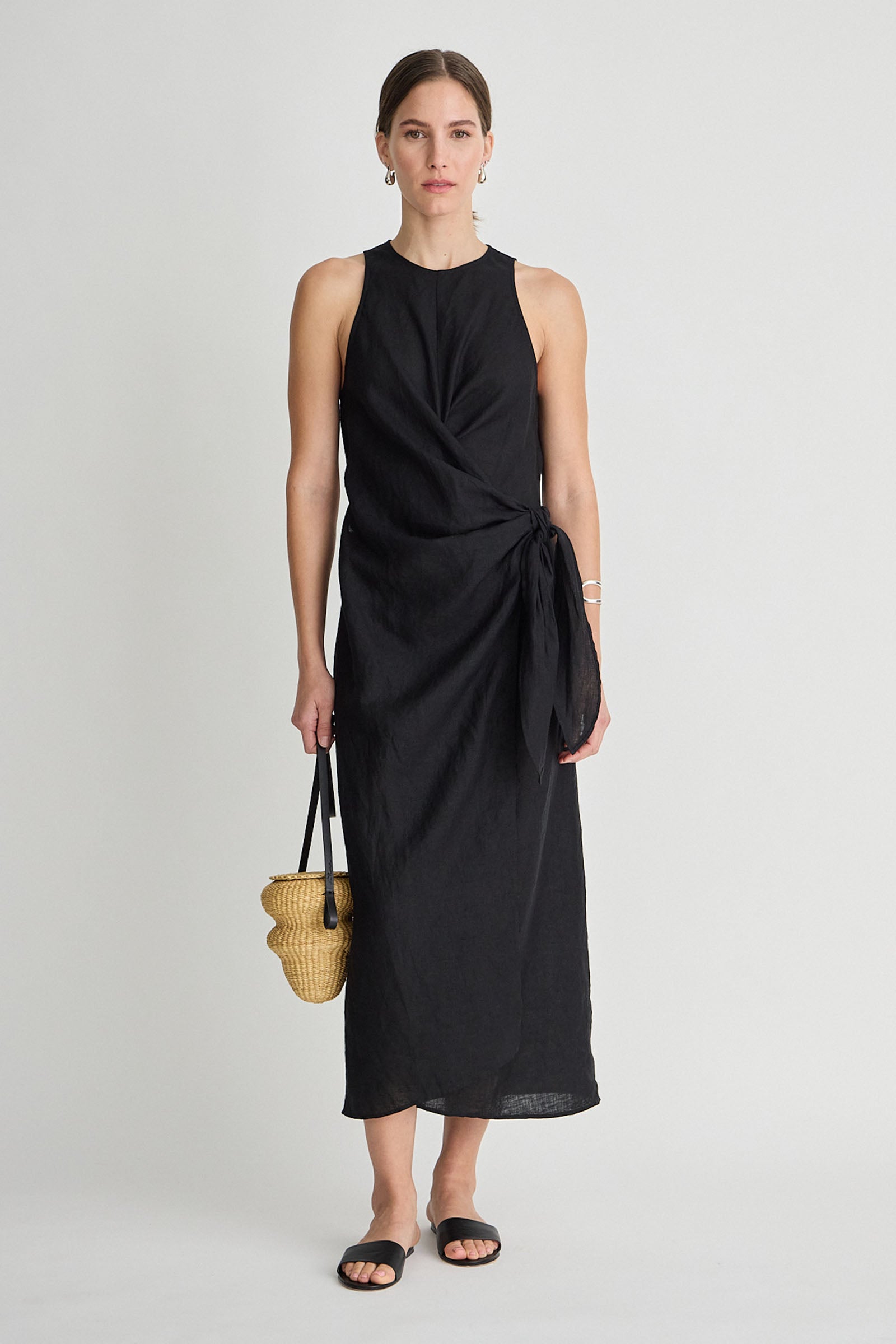 midi wrap dress black Women's Plus Black Ruffle Wrap Front Midi Dress