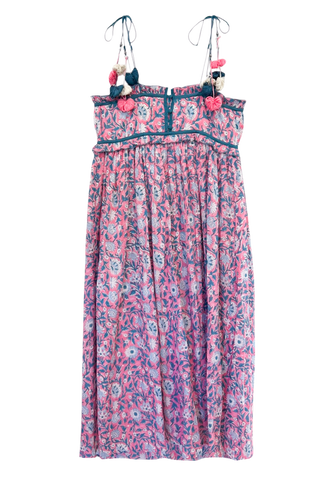 Bell Maggie Dress, Pink Turquoise Floral