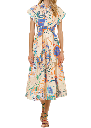 Oliphant Belted Shirt Dress, Antico Cream