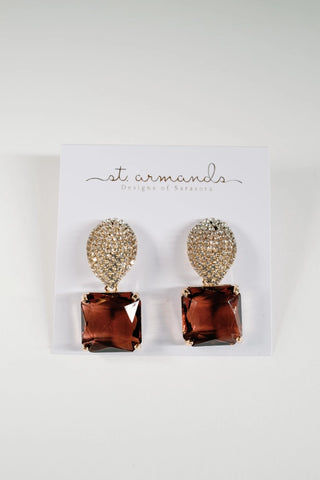 Smokey Plum Retro Pave Crystal Gumdrop Earrings
