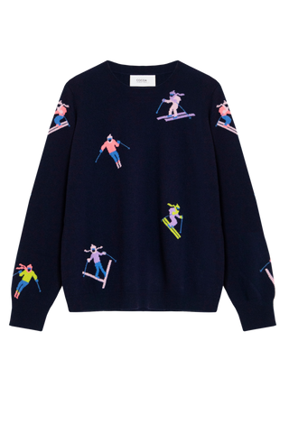 Cocoa Cashmere Ski Slope Jumper, Navy