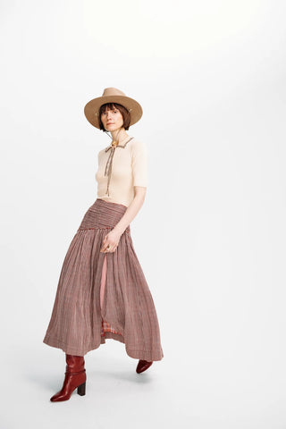Carolina K Ines Skirt, Plaid Burgundy
