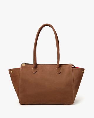 Clare V. Beatrice Smooth Nubuck Tote, Choco Bar