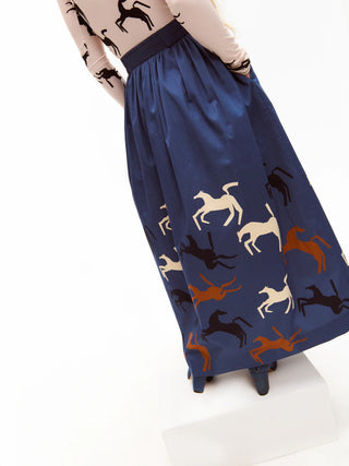 Carolina K Larissa Skirt, Blue Jumping Horses