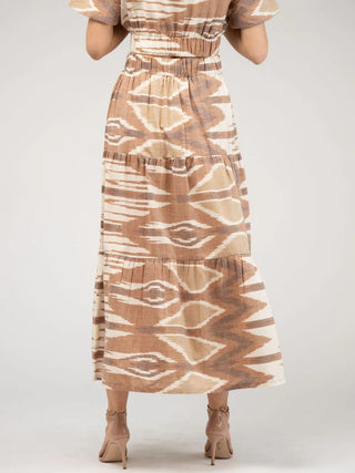 Beau & Ro Abby Skirt, Brown Ikat