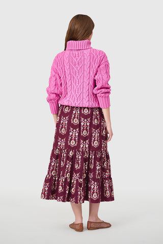 Livro Cable Knit Turtleneck, Raspberry
