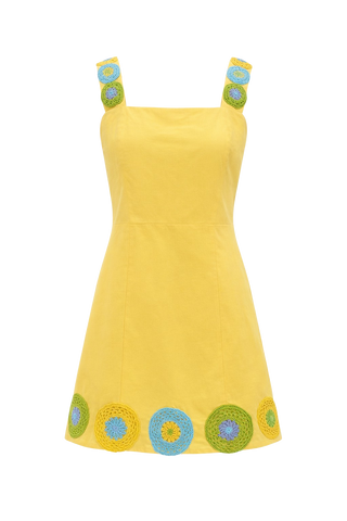 Anna Cate Lills Dress, Yellow Crochet