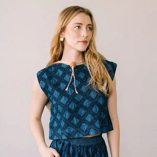 Sunshine Tienda Greta Top, Denim Eyelet