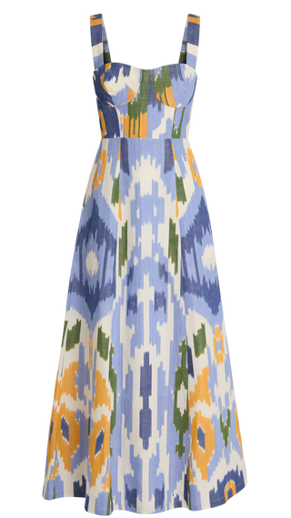 Emporio Sirenuse Azzurra 2 Watercolor Ikat Dress, Blue