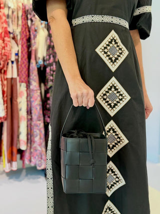 Loeffler Randall Laith Wide Woven Top Handle, Black