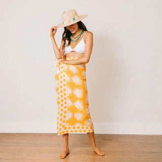 Sunshine Tienda Sarong, Gold Palm Geo with Gold Dot
