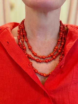The Liv Triple Strand Beaded Necklace, Cassis