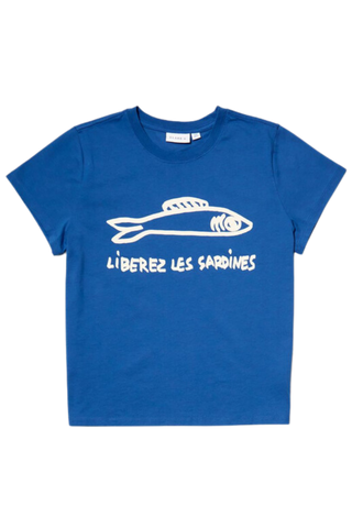 Clare V. Liberez les Sardines Classic Tee, French Blue