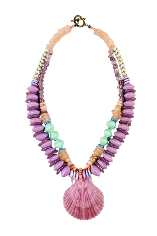 Twine & Twig Layered Shell Necklace, Lilac