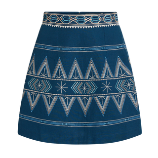 Emporio Sirenuse Giuliana Ballerina Embroidery Skirt, Majolic Blue