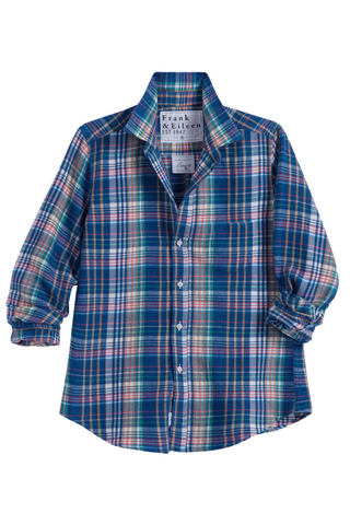 Frank & Eileen Barry Tailored Button-Up Shirt, Blue White Green Plaid