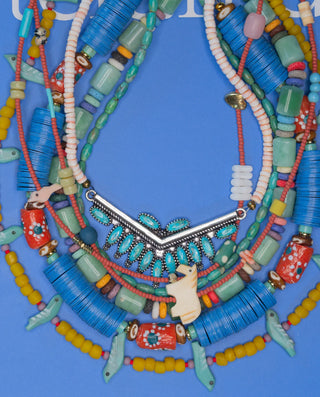 TS Gather Goods Green Tube and Lava Necklace