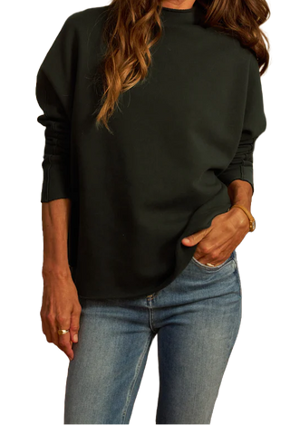 Frank & Eileen Effie L/S Funnel Neck Capelet, Dark Green