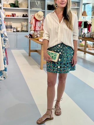 Coco Shop x MP Mini Basket Skirt, Dark Blue Limes