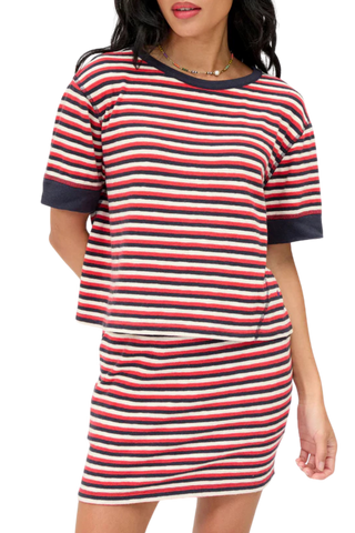 Clare V. Le Bateau Tee, Navy Cherry Red Cream Stripe