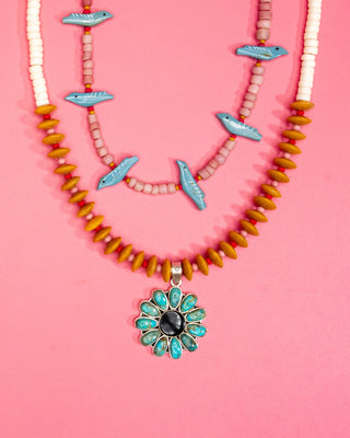 Gather Goods Turquoise Flower Necklace