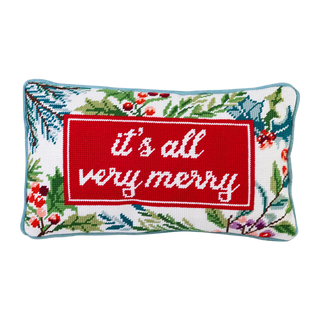 Furbish Studio Needlepoint Pillow, Very Merry