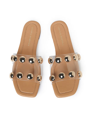 Loeffler Randall Hayes Studded Flat Sandal, Dune Champagne