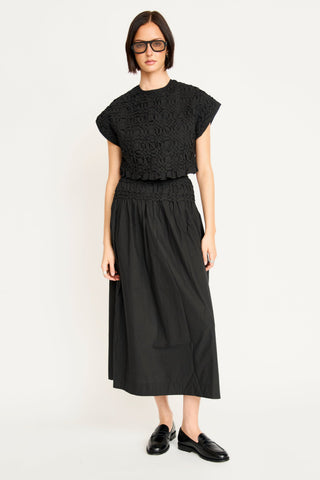 Mirth Whitby Smocked Skirt, Black