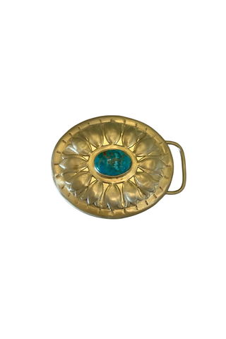 TS Christina Greene Turquoise & Brass Concho Belt Buckle