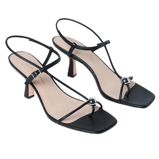 Loeffler Randall Triana Strappy Mid-Heel Sandal with Ball, Black