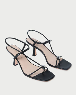 Loeffler Randall Triana Strappy Mid-Heel Sandal with Ball, Black