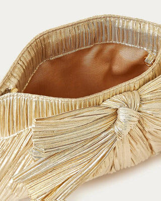 Loeffler Randall Rayne Pleated Bow Clutch, Gold