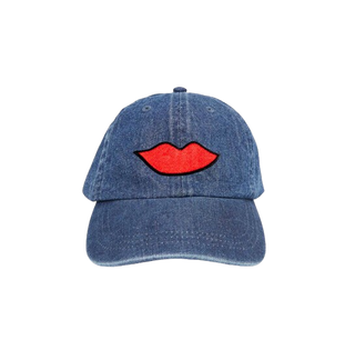 Clare V. Baseball Hat, Lips Patch Denim