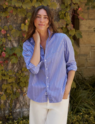Frank & Eileen Relaxed Button-Up Shirt, Multi Blue Stripe