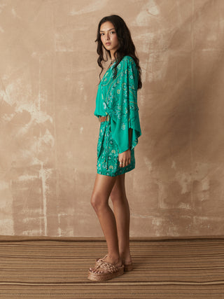 BOTEH Darjeeling Silk Robe Mini, Jade