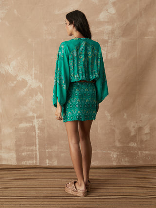 BOTEH Darjeeling Silk Robe Mini, Jade