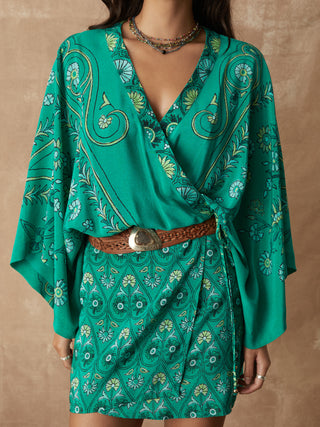 BOTEH Darjeeling Silk Robe Mini, Jade