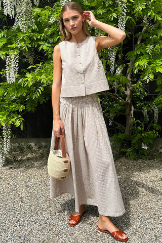 TS Love Tomas Button Front Wide Hem Top, Cafe Check
