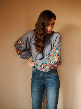 Mille Lara Top, Garden Embroidery